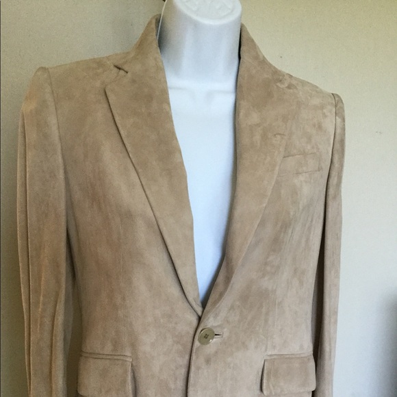 RALPH LAUREN 4 Suede Leather Elastane Jacket Beige